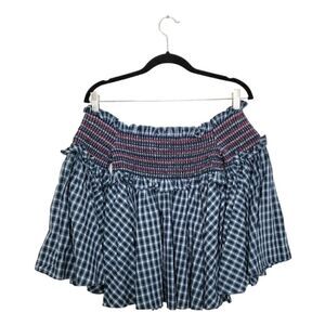 Petersyn Green Plaid Davenport Smocked Off Shoulder Blouse